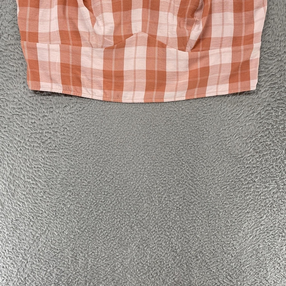 Torrid Crop Top Womens 3/3X Pink Plaid Smocked Back Plus Summer Gingham Tanktop - Picture 2 of 12